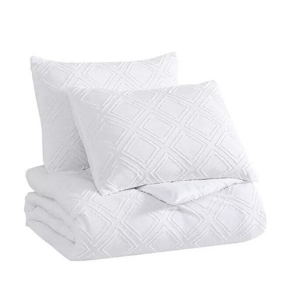 Social Standard By Sanctuary Diamond Clipped Jacquard 3-Pc. Comforter Set FULL/Q - Picture 1 of 4